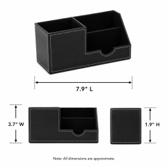 PU Leather 3-Compartment Desk Organizer