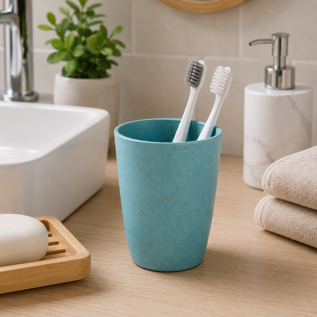 Reusable Speckled Wheat Straw Drinking Cup