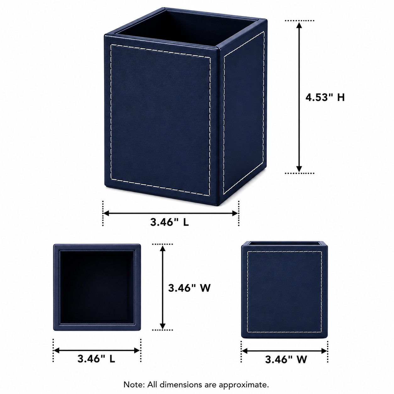 Square PU Leather Pen And Pencil Desk Holder