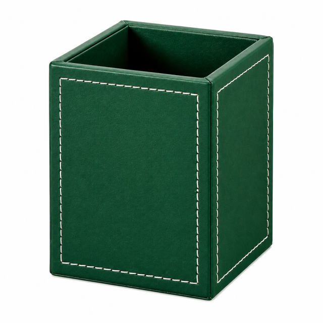Square PU Leather Pen And Pencil Desk Holder