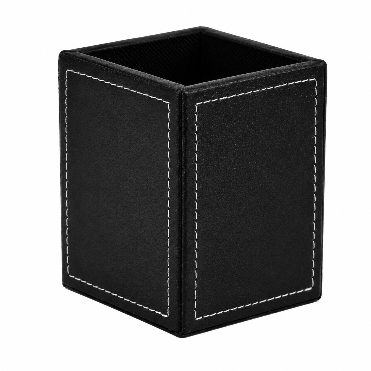 Square PU Leather Pen And Pencil Desk Holder