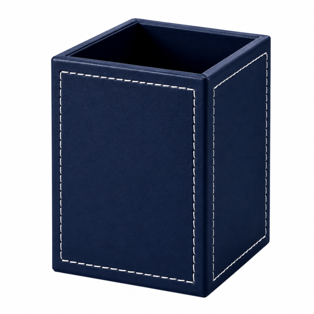 Square PU Leather Pen And Pencil Desk Holder