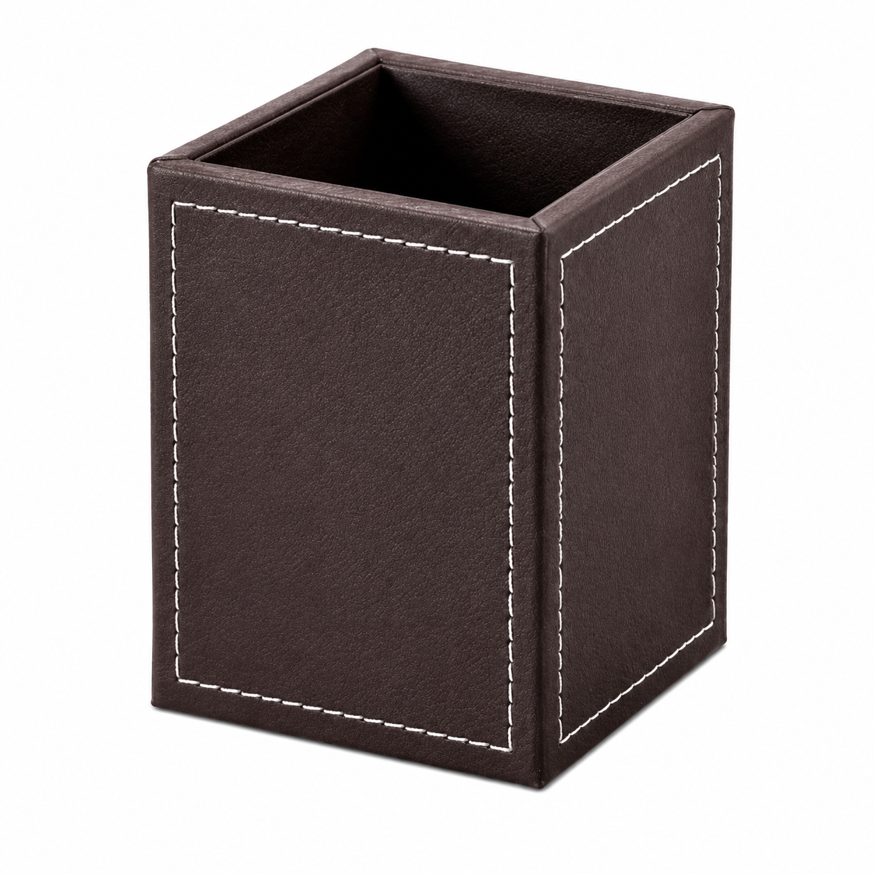Square PU Leather Pen And Pencil Desk Holder