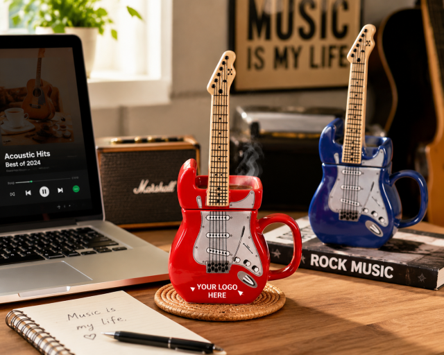 15 Oz Guitar Style Ceramic Coffee Mug
