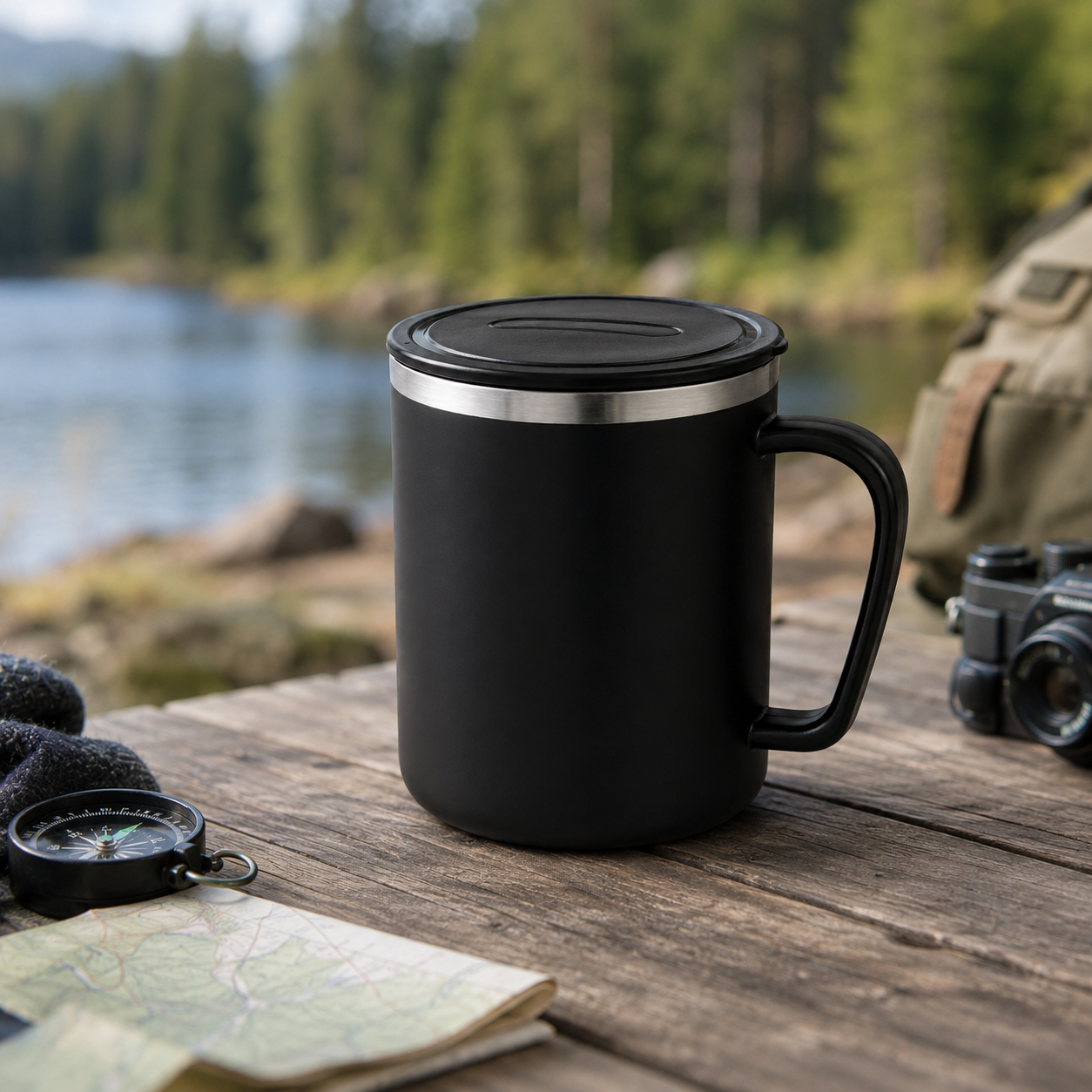 16 Oz Vacuum Insulated Coffee Mug With Handle