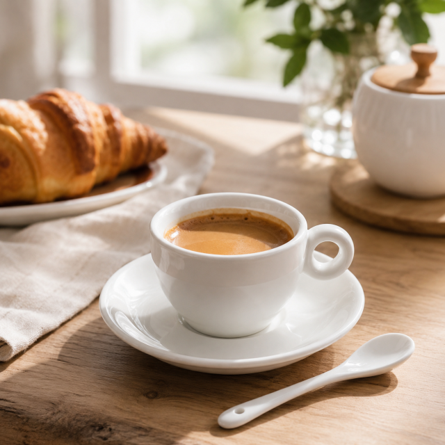 2 Oz White Ceramic Espresso Cup With Saucer