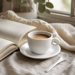 2 Oz White Ceramic Espresso Cup With Saucer