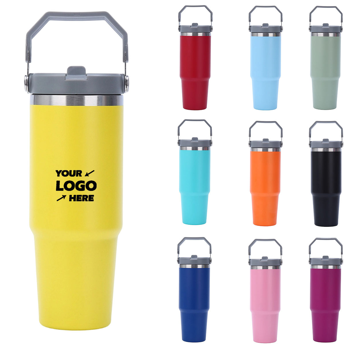 30Oz Tumbler With Handle Stainless Steel Insulated Cup