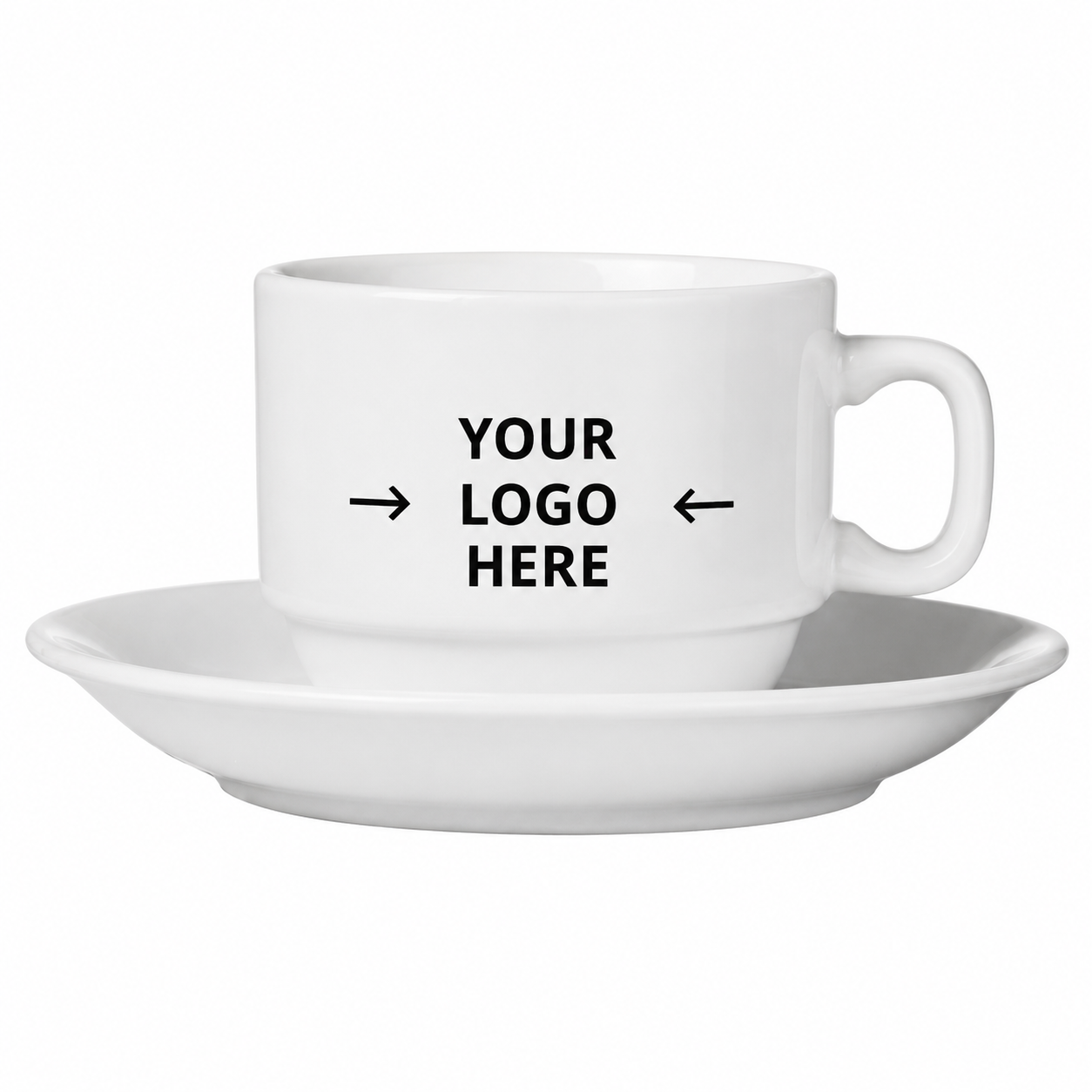3.3 Oz White Ceramic Espresso Cup With Saucer