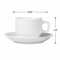 3.3 Oz White Ceramic Espresso Cup With Saucer