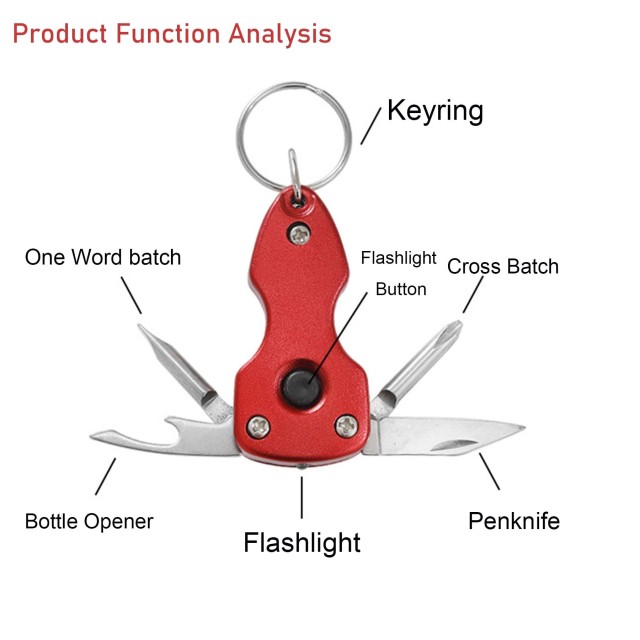 5In1 Multi-Function Screwdriver Bottle Opener Key Chain Tools