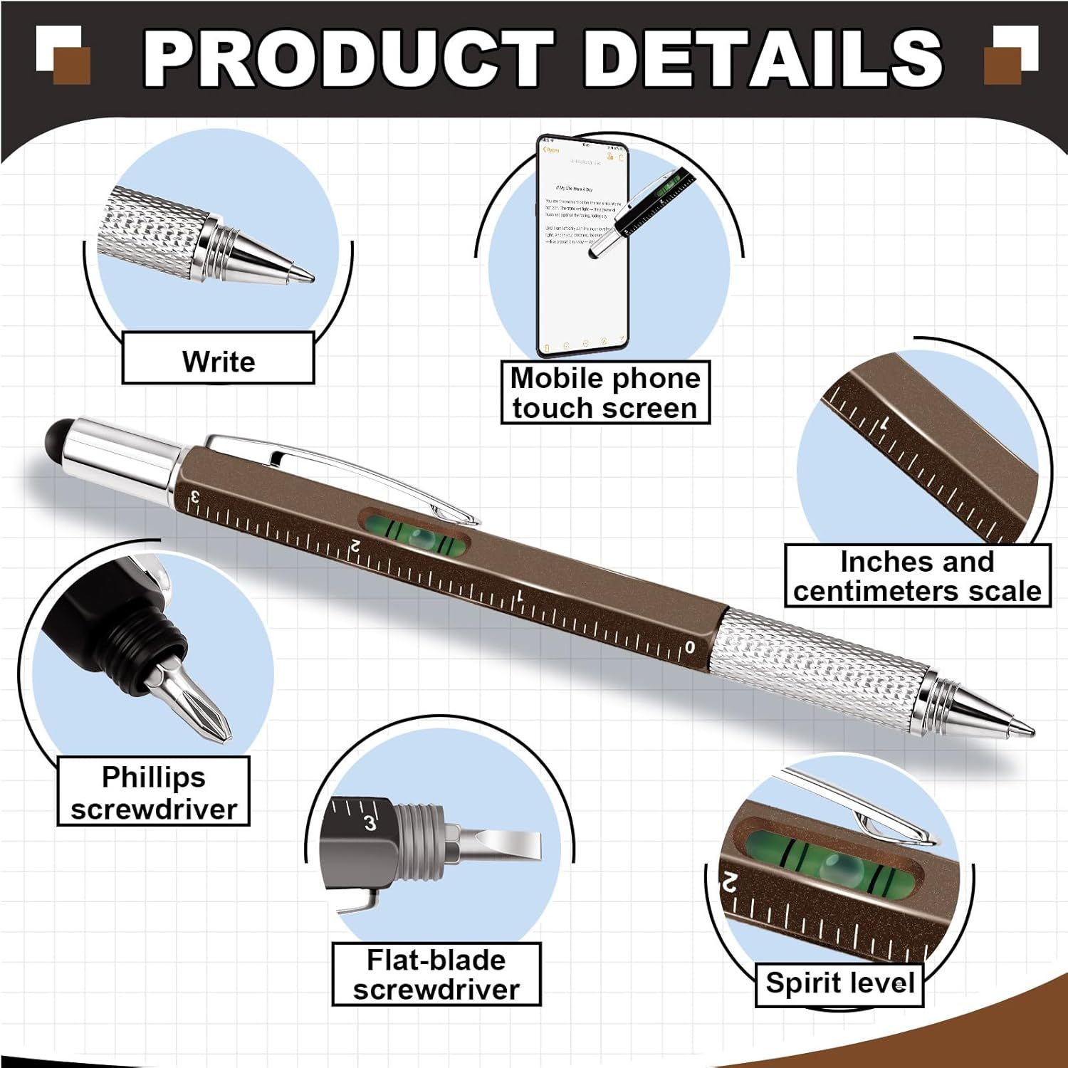6 In 1 Multifunctional Tool Ballpoint Pen