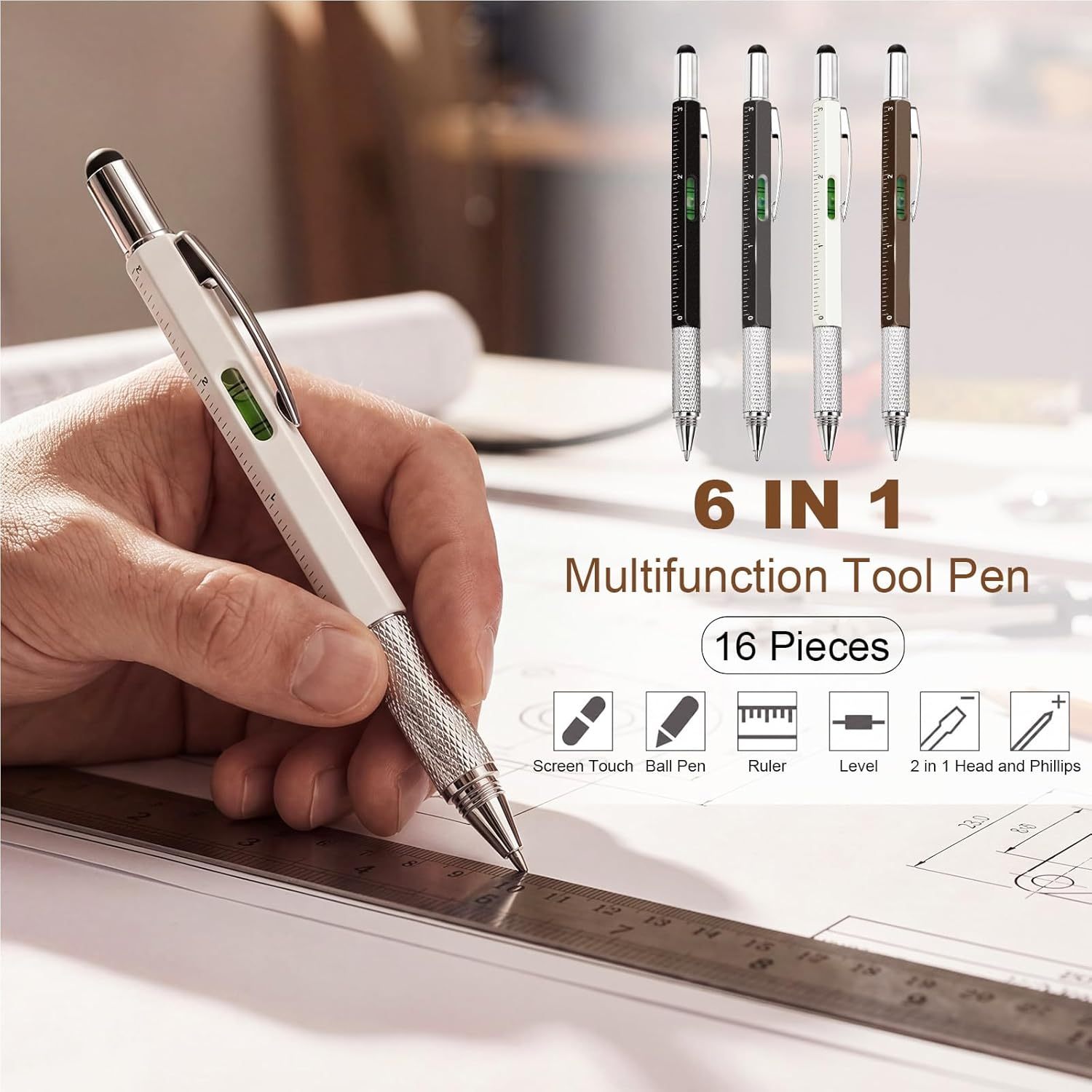 6 In 1 Multifunctional Tool Ballpoint Pen