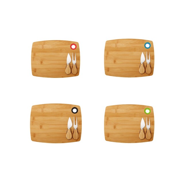 Bamboo Cheese Board Set With Hanging Rope