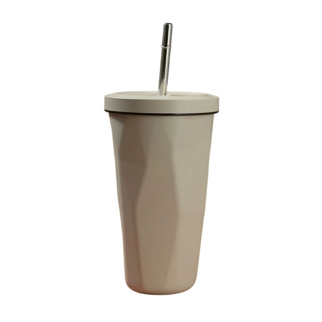 Diamond Shape Insulated Tumbler With Straw
