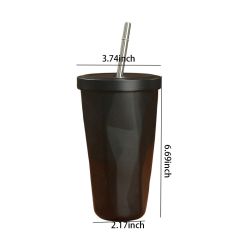 Diamond Shape Insulated Tumbler With Straw