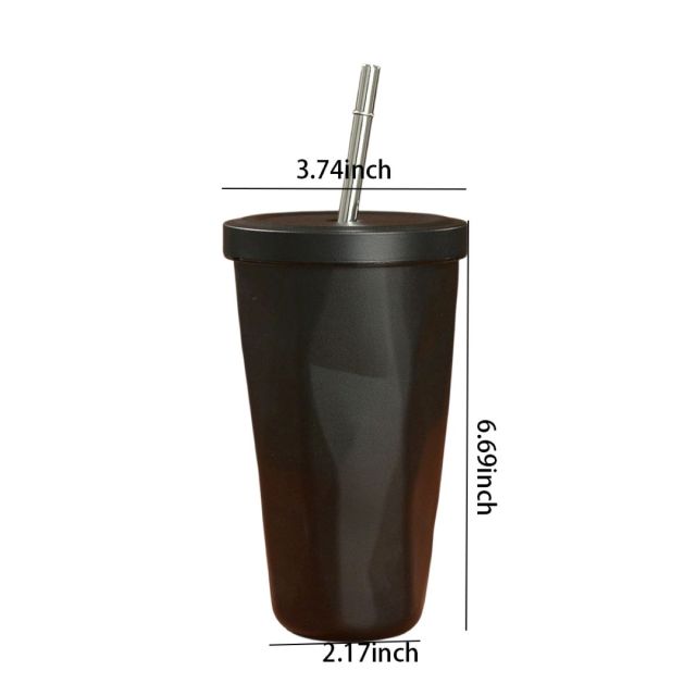 Diamond Shape Insulated Tumbler With Straw