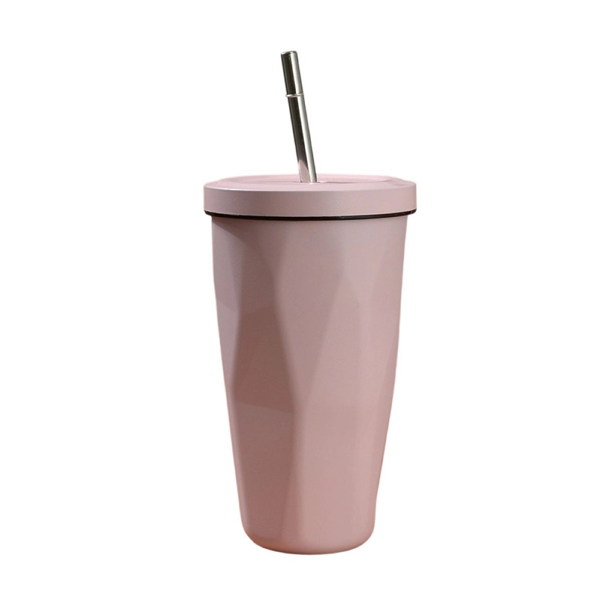 Diamond Shape Insulated Tumbler With Straw