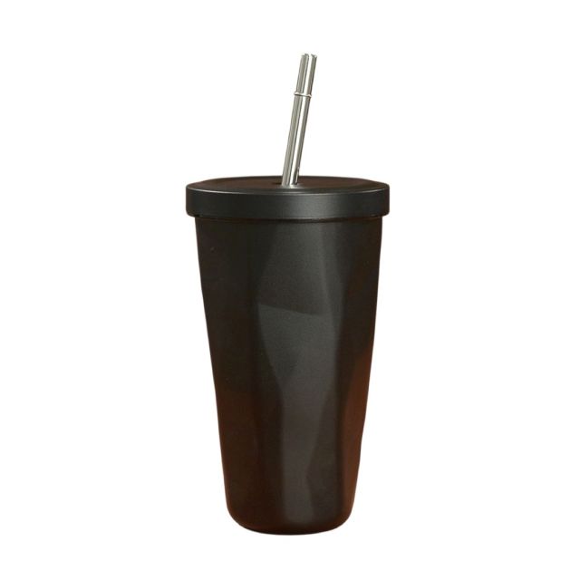 Diamond Shape Insulated Tumbler With Straw