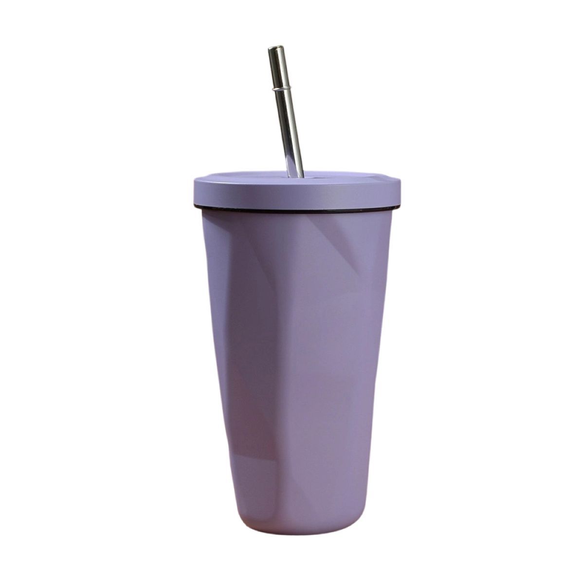 Diamond Shape Insulated Tumbler With Straw