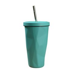 Diamond Shape Insulated Tumbler With Straw