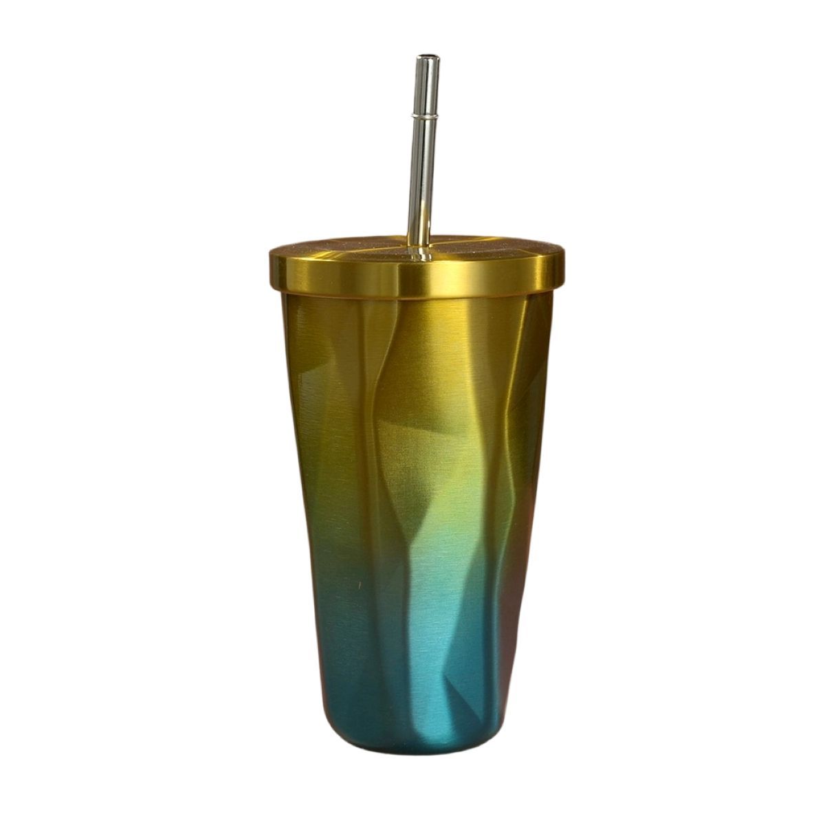 Diamond Shape Insulated Tumbler With Straw