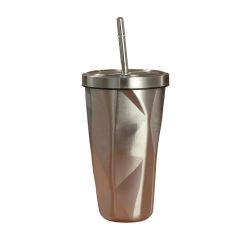 Diamond Shape Insulated Tumbler With Straw