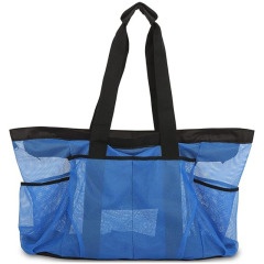Extra Large Beach Mesh Tote Bag with Zipper and Pockets