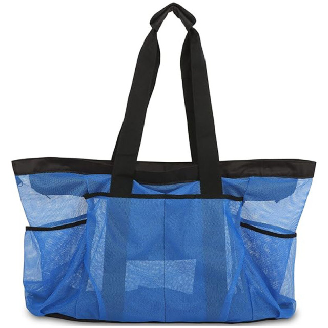 Extra Large Beach Mesh Tote Bag with Zipper and Pockets