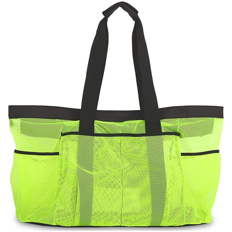 Extra Large Beach Mesh Tote Bag with Zipper and Pockets
