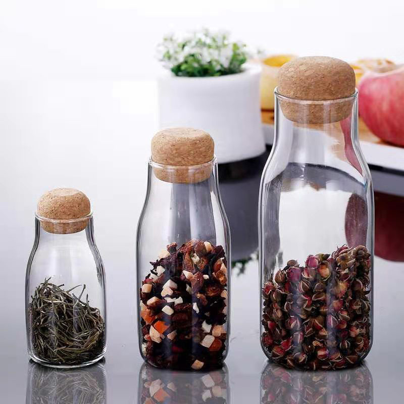 Glass Bottle Decanter with Cork Lid