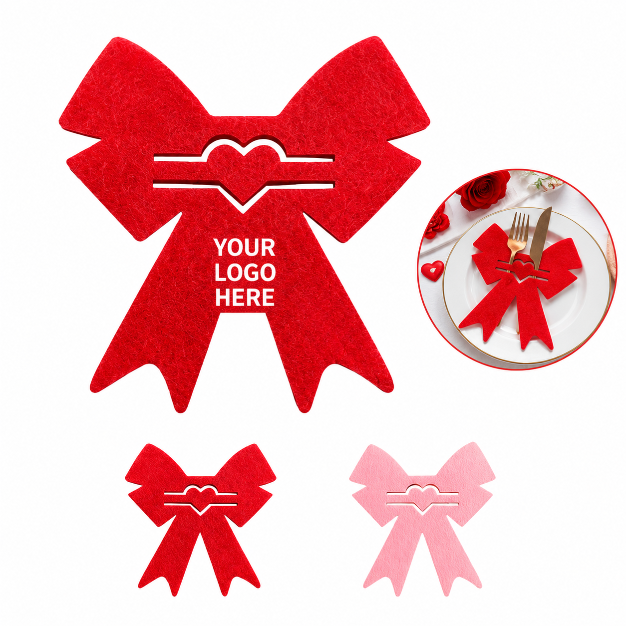 Heart-Shaped Felt Cutlery Holder For Table Settings