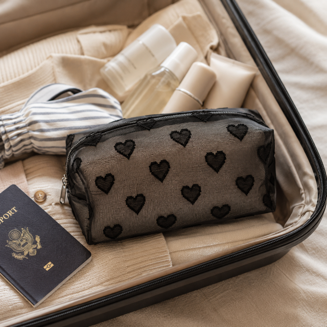 Heart Pattern Medium Cosmetic Bag Toiletry Bag