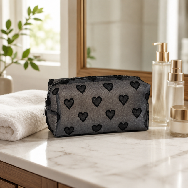 Heart Pattern Medium Cosmetic Bag Toiletry Bag
