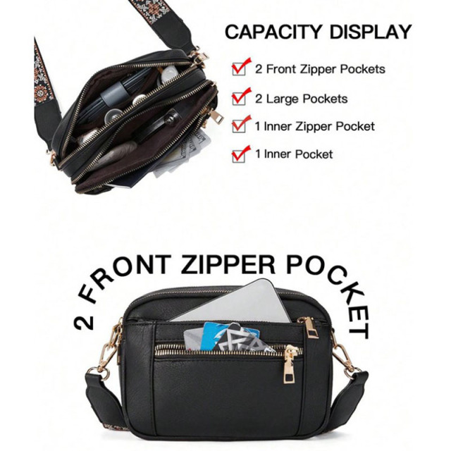 Leather Crossbody Bags with Wide Shoulder Strap