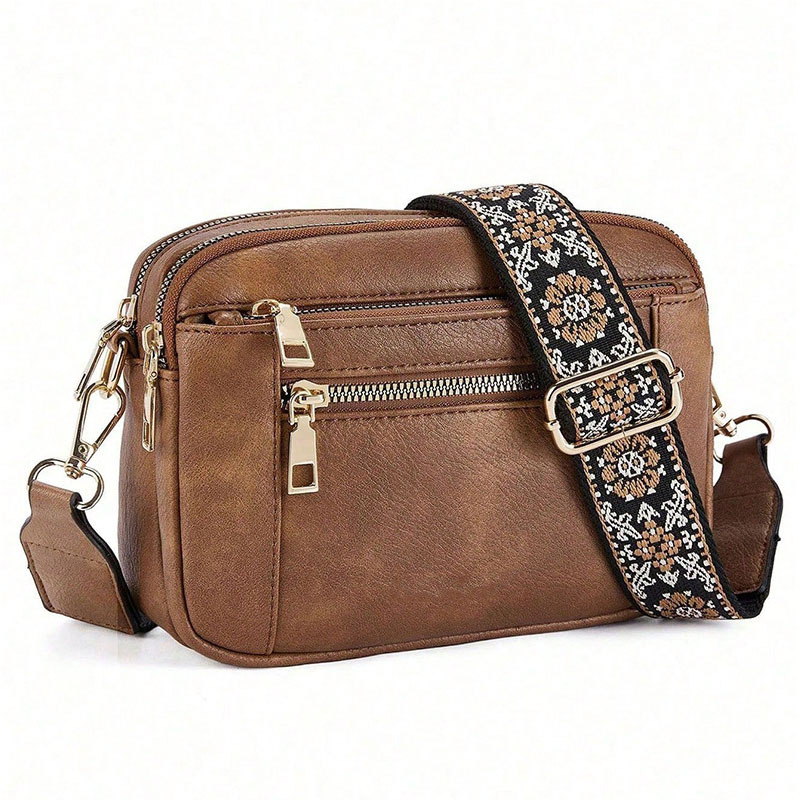 Leather Crossbody Bags with Wide Shoulder Strap