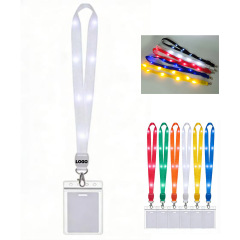Bright Nylon Led Light-Up Lanyard W/ Clip