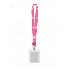 Bright Nylon Led Light-Up Lanyard W/ Clip