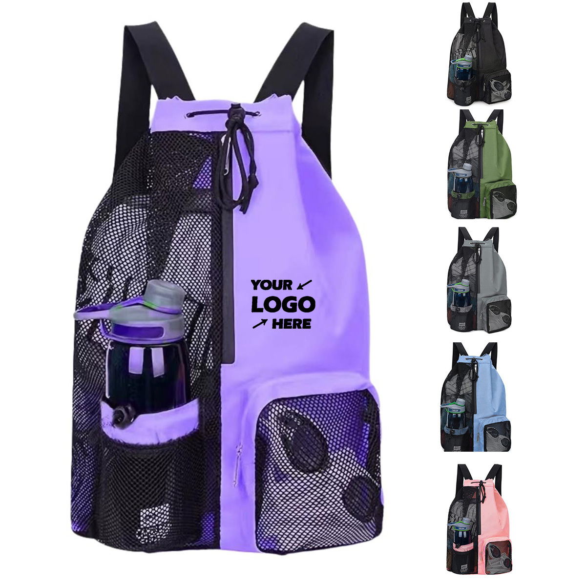 Mesh Drawstring Backpack For Beach Travel