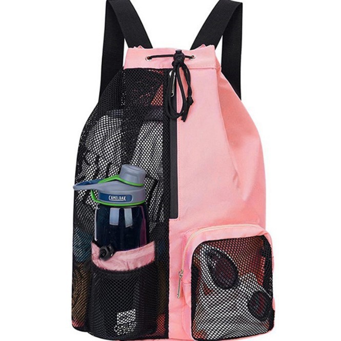Mesh Drawstring Backpack For Beach Travel