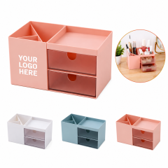 Multifunction Desk Organizer With Drawers And Cosmetic Tray