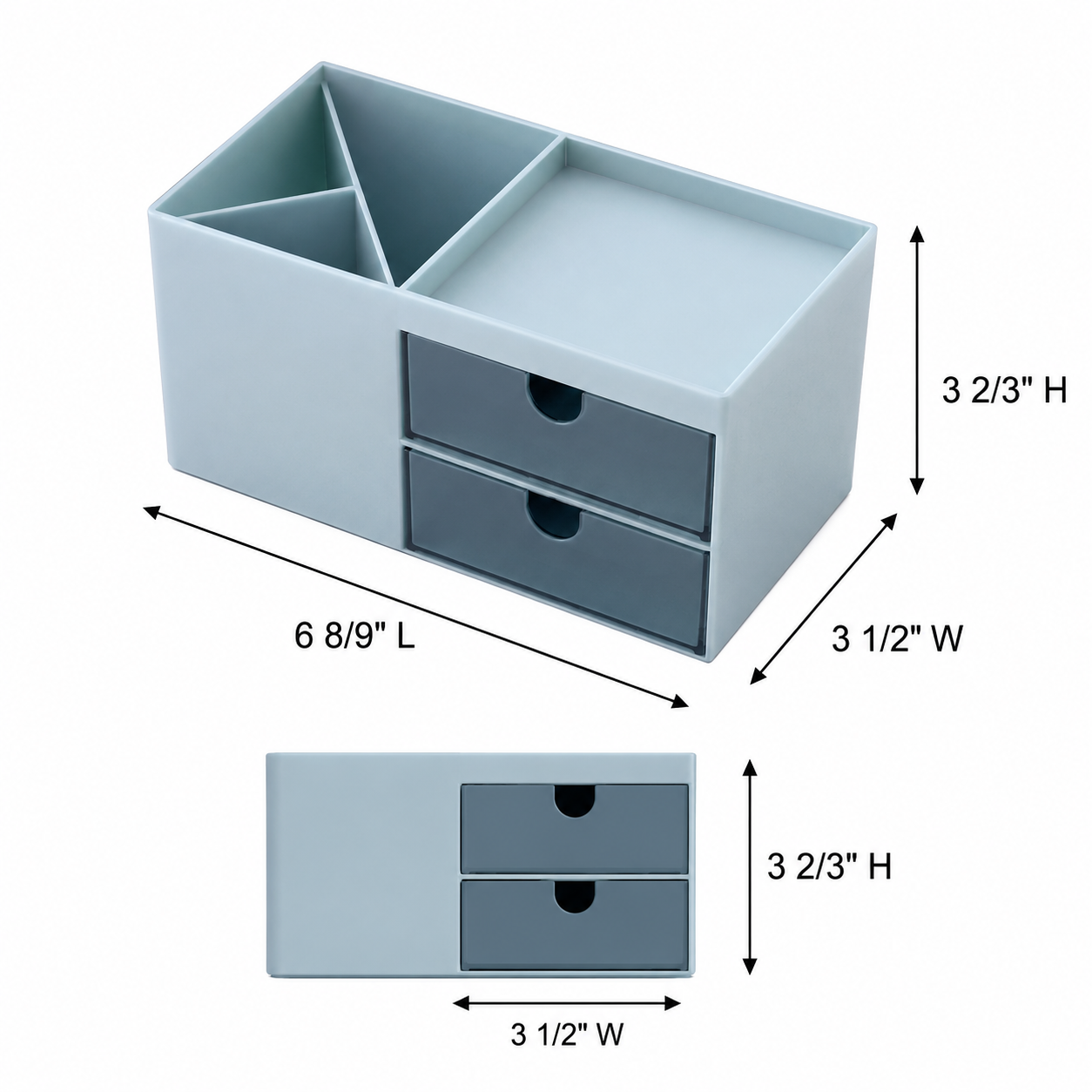 Multifunction Desk Organizer With Drawers And Cosmetic Tray