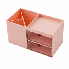 Multifunction Desk Organizer With Drawers And Cosmetic Tray