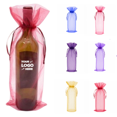 Organza Wine Bottle Drawstring Bag