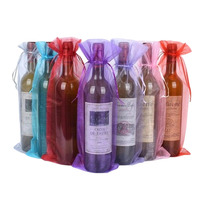 Organza Wine Bottle Drawstring Bag