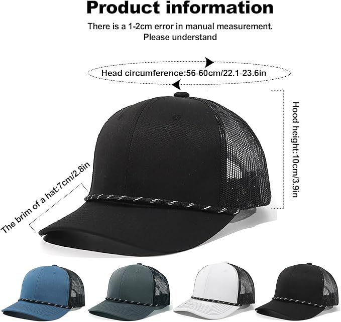 Outdoor Trucker Hat With Woven Rope And Breathable Mesh