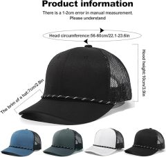 Outdoor Trucker Hat With Woven Rope And Breathable Mesh