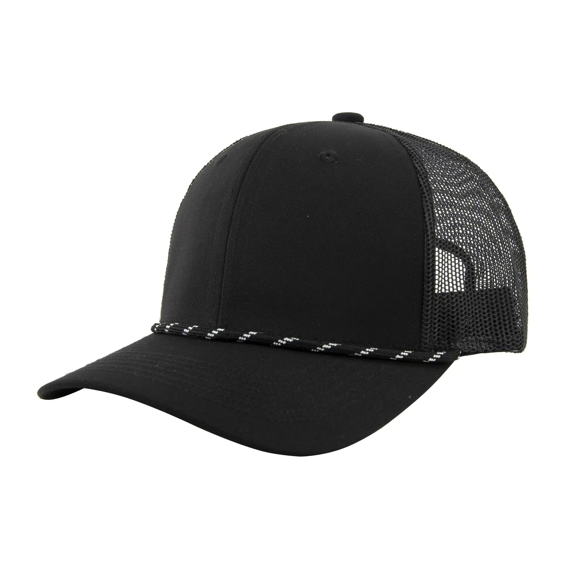 Outdoor Trucker Hat With Woven Rope And Breathable Mesh