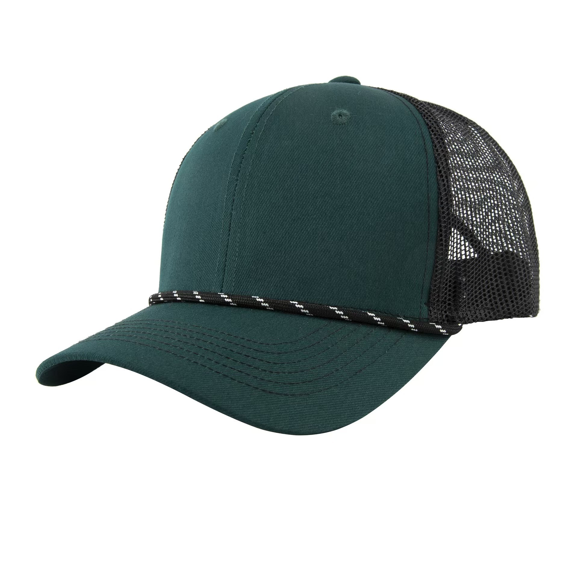 Outdoor Trucker Hat With Woven Rope And Breathable Mesh