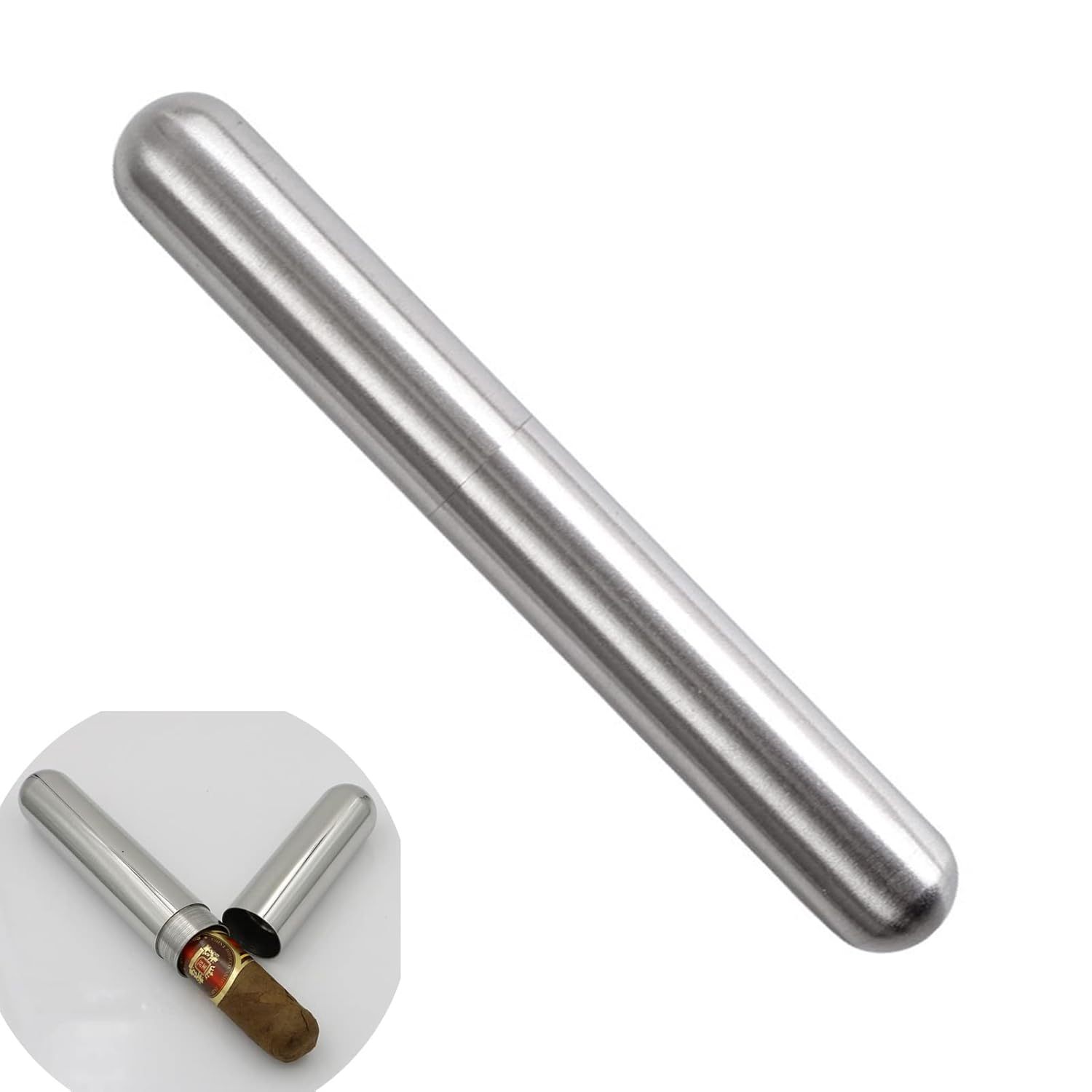 Single Cigar Tube Holder Stainless Steel Case